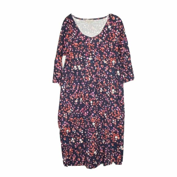 Woman Within Multi Color Floral 3/4 Sleeve Casual Sheath Dress 14/16 Pockets - Picture 1 of 5